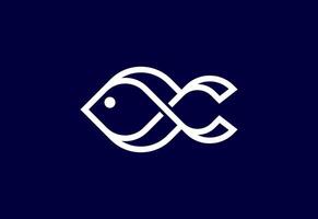 Linie Kunst Stil Fisch Logo Design Vorlage vektor