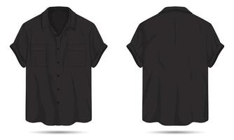 herr- tillfällig svart skjorta attrapp främre och tillbaka se vektor