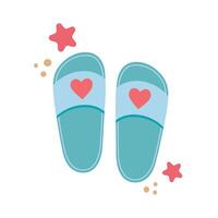 Flip Flops Symbol mit Seesterne. süß bunt Schuhe zum Sommer- Design. Strand Ferien Konzept. Karikatur Illustration isoliert auf Weiß. eben Design. vektor