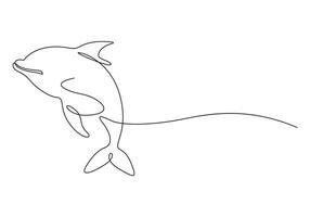 delfin kontinuerlig ett linje teckning proffs illustration vektor
