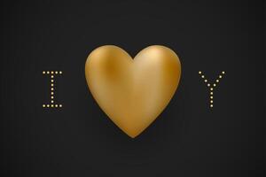 meddelande jag kärlek du. guld hjärta valentine dag på en svart bakgrund för hälsning kort. illustration. vektor