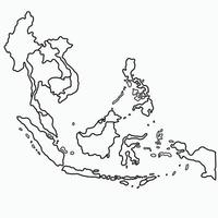 doodle frihandsteckning av sydöstra Asien länder karta. vektor