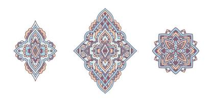 Mandala Icons Set, Umriss handgezeichneten Stil vektor