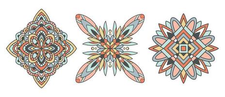 Vektor traditioneller indischer Umriss-Mandala-Satz. orient Stammeskreiszeichen illustration.lace ethnisches Gestaltungselement.