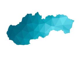 illustration med förenklad blå silhuett av slovakia Karta. polygonal triangel- stil. vit bakgrund. vektor