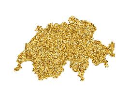 isolerat illustration med förenklad schweiz Karta. dekorerad förbi skinande guld glitter textur. jul och ny år högtider dekoration för hälsning kort. vektor