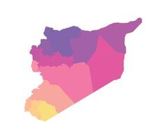 isolerat illustration av förenklad administrativ Karta av syrien. gränser av de regioner. mång färgad silhuetter. vektor