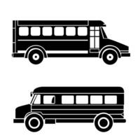 groß Passagier Tourist Bus. schwarz Silhouette. Seite Sicht. einfach eben Grafik Illustration. isoliert Objekt auf Weiß Hintergrund. isoliert. vektor