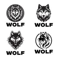 uppsättning av vargar logotyp illustration, ikon, silhuett design vektor