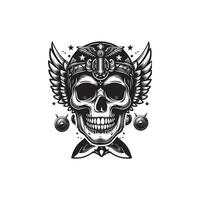 Schädel mit Schwert Illustration, Logo, Symbol, Silhouette Design schwarz und Weiß vektor