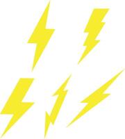 Blitz Symbol einstellen Illustration. elektrisch Zeichen und Symbol. Leistung Symbol. Energie Zeichen vektor