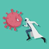 superhjälteläkare som bekämpar coronaviruset vektor