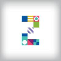 kreativ siffra 2 logotyp med geometrisk former. kreativ pedagogisk färgrik grafik. vektor
