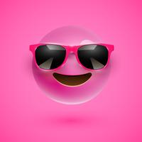 Hoch-ausführlicher smiley 3D mit Sonnenbrille auf einem bunten Hintergrund, Vektorillustration vektor