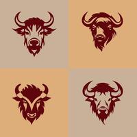 Logo von ein Büffel einstellen Bison Symbol Silhouette Design vektor