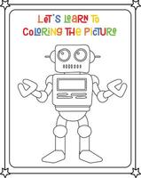 teckning färg bok av robotar man illustration vektor