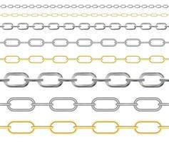 naturalistisches 3D-Set aus Kette aus Gold, Silber und Stahl. Vektor-Illustration vektor