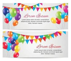 Farbe glänzend Ballons Geburtstagsfeier Kartenhintergrund. Vektor-Illustration