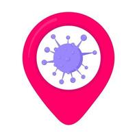 Virus Map Pin Zone Area Flat Style Design vektor