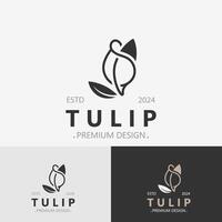 Tulpe Blume Logo mit Blätter Design, geeignet zum Mode, Schönheit Spa und Boutique Emblem Geschäft vektor