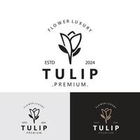 Tulpe Blume Logo mit Blätter Design, geeignet zum Mode, Schönheit Spa und Boutique Emblem Geschäft vektor