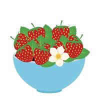 voll Teller von frisch Sommer- Erdbeeren Illustration. Sommer- Hintergründe. kreativ Sommer- Konzept mit Erdbeere. modern Kunst Design mit Herzen, Erdbeeren, Blumen und modern Typografie vektor