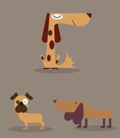 samling av söt hund tecknade serier. annorlunda ras hundar i trendig platt stil. isolerat på brun. vektor