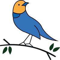 färgrik fågel illustration ikon blå gul duva vektor