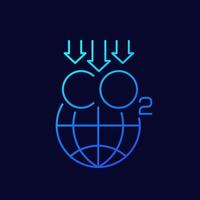 CO2-Emissionen reduzieren, dünne Linie Symbol vektor