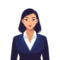 Porträt von ein Fachmann Frau im ein Anzug. Geschäft Frau Stehen im ein Büro, eben Illustration auf Weiß Hintergrund. vektor