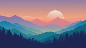 dimmig sommar soluppgång i de karpater berg. färgrik morgon- scen i de berg dal form skönhet av natur begrepp bakgrund vektor