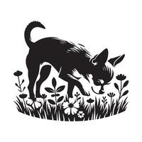 neugierig Chihuahua im Blume Wiese Illustration vektor