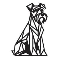 polygonal Hund Gliederung - - geometrisch Miniatur Schnauzer Hund Illustration im schwarz und Weiß vektor