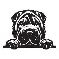 Illustration von ein shar pei Hund spähen Gesicht im schwarz und Weiß vektor