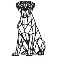 polygonal hund översikt - geometrisk boxare hund illustration i svart och vit vektor