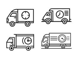 Lieferung LKW Symbol Satz. schwarz Lieferung LKW Symbol einstellen auf Weiß Hintergrund. Illustration vektor