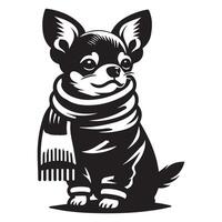 Chihuahua eingewickelt oben warm Illustration im schwarz und Weiß vektor