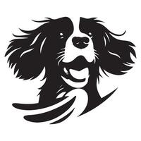 Illustration von ein genießen Englisch Springer Spaniel Hund Gesicht im schwarz und Weiß vektor