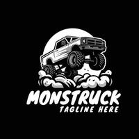 monster lastbil på rök lämplig för t skjorta vektor