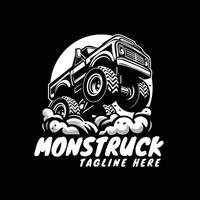 Monster- LKW mit groß Rad auf rauchig vektor