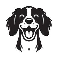 illustration av en glad engelsk springer spaniel hund ansikte i svart och vit vektor