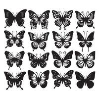 Schmetterlinge Silhouetten einstellen auf isoliert auf Illustration Design vektor