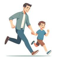 Vater und Sohn Laufen Illustration, glücklich Vaters Tag, Vater und Sohn vektor