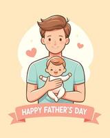 glücklich Vaters Tag, Vater und Sohn, Vater und Baby Illustration, Clip Art von Vater halten Sohn vektor