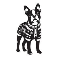 Boston Terrier - - Boston Terrier Hund Stehen Illustration im schwarz und Weiß vektor