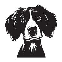 Illustration von ein neugierig Englisch Springer Spaniel Hund Gesicht im schwarz und Weiß vektor