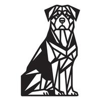 polygonal hund översikt - geometrisk rottweiler hund illustration i svart och vit vektor