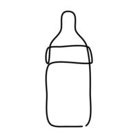 kontinuerlig linje teckning av bebis mjölk flaska ikon isolera på vit bakgrund. vektor