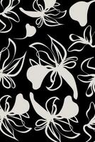 modern mall för design. modern blommig mönster textil. hand dragen enkel abstrakt blommor svart och vit tona. trendig collage mönster vektor