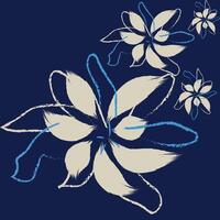 Blumen- Textil- tropisch zweifarbig Blume und Blätter Minidruck Blumen geometrisch Textil- Design, ein Hand Zeichnung Mode Textil- vektor